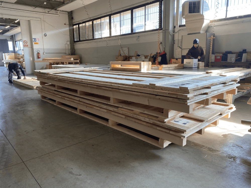 Casse legno tavole accostate per imballaggio
